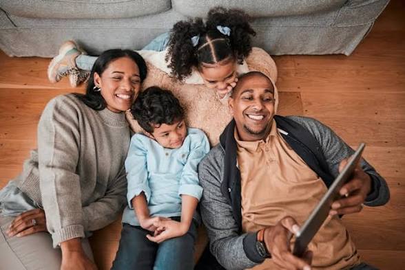 A family enjoying time together at home